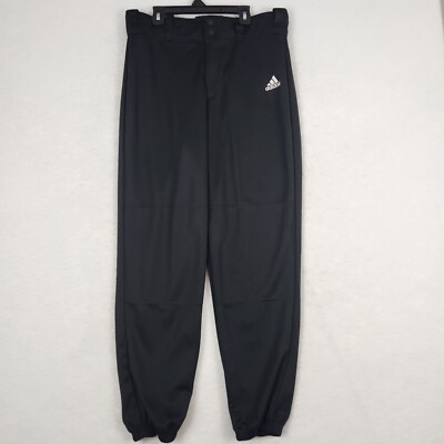New Without Tag Mens Adidas Baseball Pants Size M Black Relax Fit Elastic Bottom