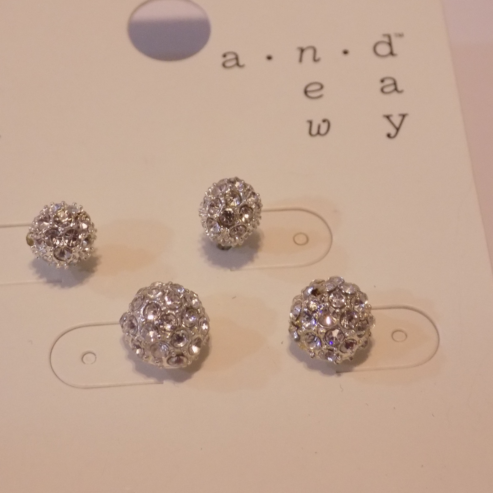 Set of 2, Silver Tone, Nickel Free, Rhinestone embedded earrings (2)