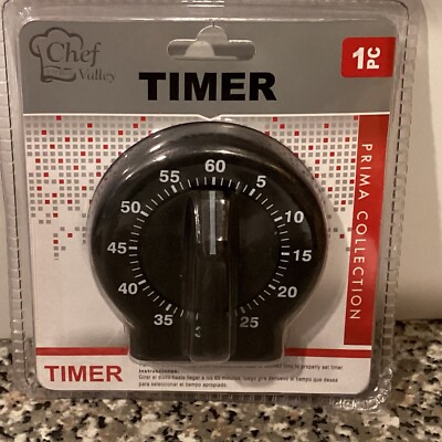 60 Minute Kitchen Timer Chef Valley Magnetic Black