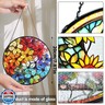 Bimkole Colorful Flower Stained Glass Suncatcher Window Hanging - Design for Indoor Window or Doorway Decoration - 7.87x7.87 inch with Chain and Hook - Unique Home Decor Gift