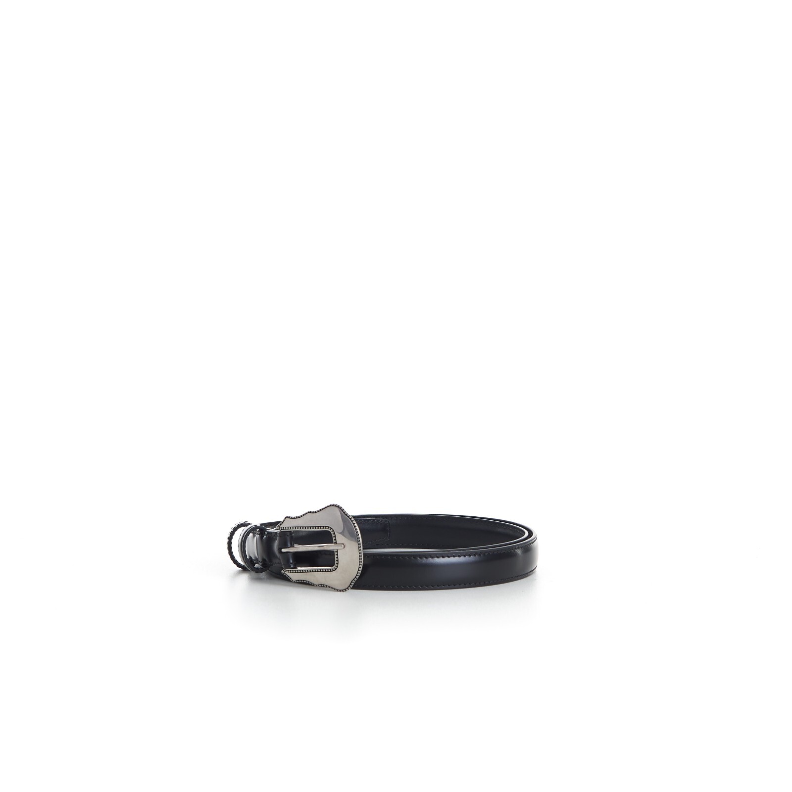 Pre-owned Celine 450$ Black 'bc-04' 18mm Belt - Taurillon Leather, Western Buckle