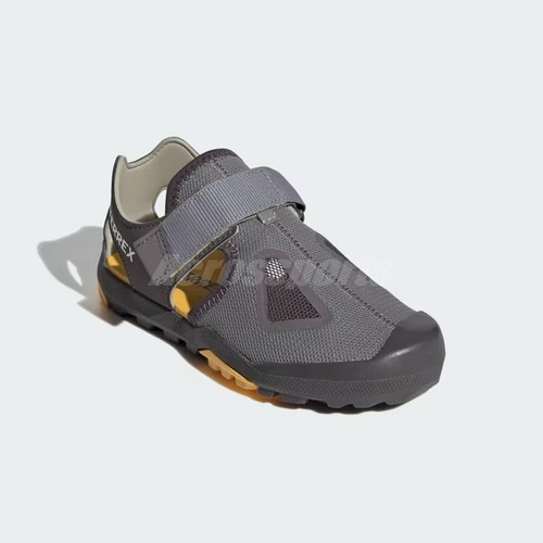 adidas Terrex Captain Toey 2.0 K Grey Yellow Kids Preschool Strap Sandal IF3099