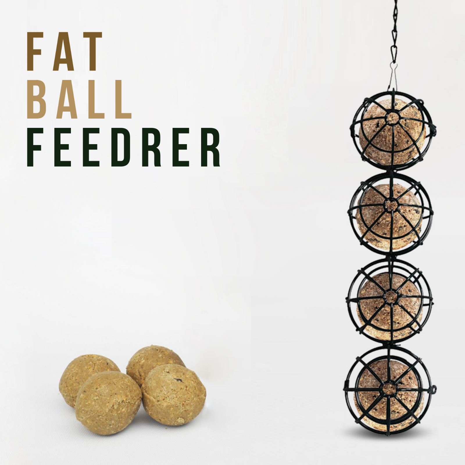 Fat Ball Hanging Suction Mounted Suet Wild Bird Feeder Garden Window