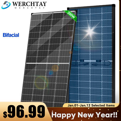 Bifacial 200W Solar Panel Home RV PV Power Off-Grid Boat Power Camping Battery