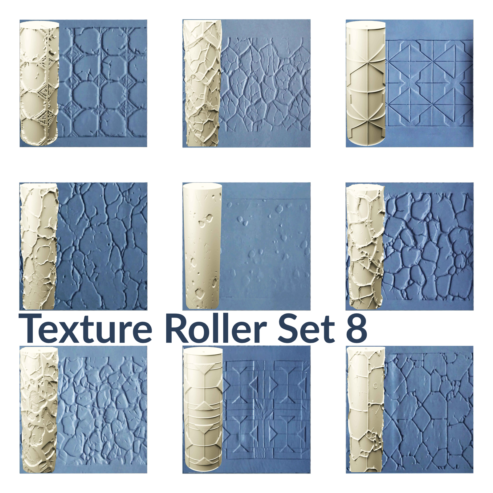 Cobblestone and Tile Clay Texture Roller Seamless by STL Loot Factory (Set 8)