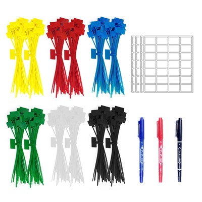 288pcs Zip Tie Tags in 25x15mm Zip Tie Labels Self Locking Zip Tags, Multi-co...