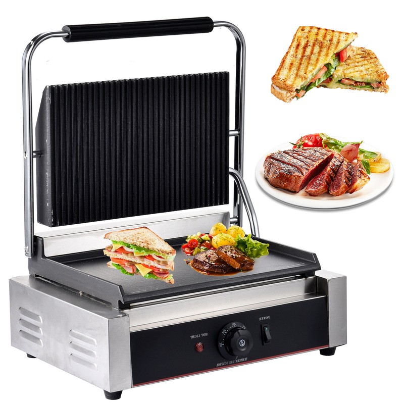 NTUD Commercial Panini Press Grill Electric Sandwich Maker Griddle Plate 17"x15"