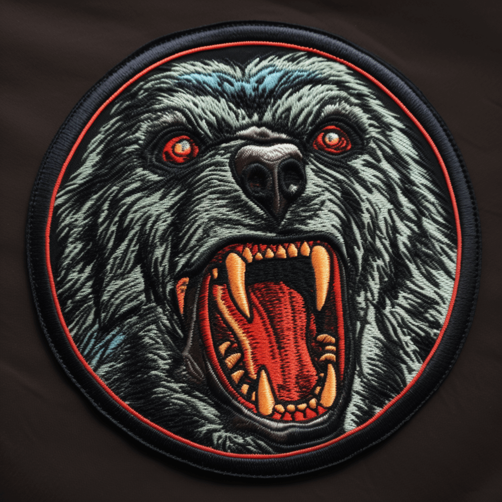 Black Bear Patch Iron-on Applique Halloween Infected Zombie Wild Animal Badge
