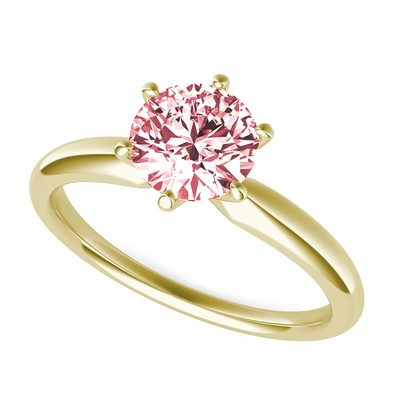 Pre-owned Pucci 1.0ct Round Cut Simulated Pink Diamond Wedding Promise Ring 14k Yellow Gold