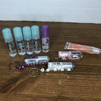 9 BON BONS Flavored Lip Gloss Beaded Key Chain Tube Sealed Multiflavor