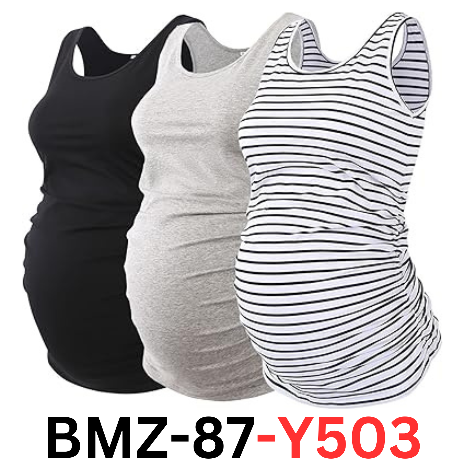 Ecavus 3Pcs Women Layering Maternity Tank Top Pregnancy Shirt Scoop Neck Vest, M