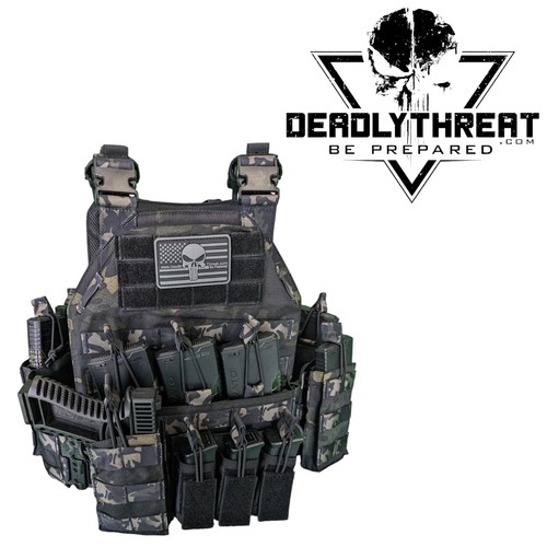 Urban Assault Ghost Camo Tactical Vest Plate Carrier W/ Level III Armor Plates