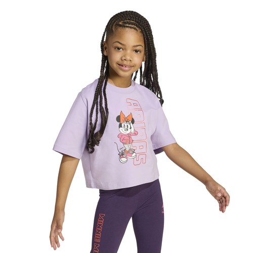 adidas Girls' Disney Minnie Mouse T-Shirt Powder Plum/Lucid Pink Small