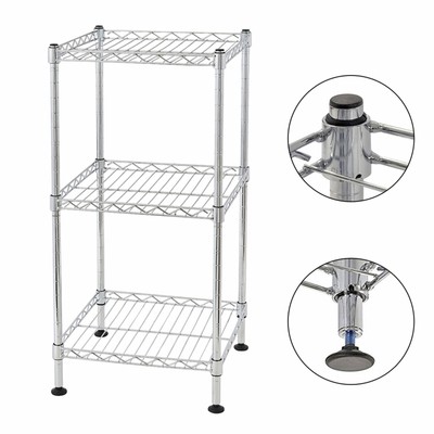 3 Tier Wire Shelving Rack Shelf Adjustable Commercial Garage Kitchen Storage