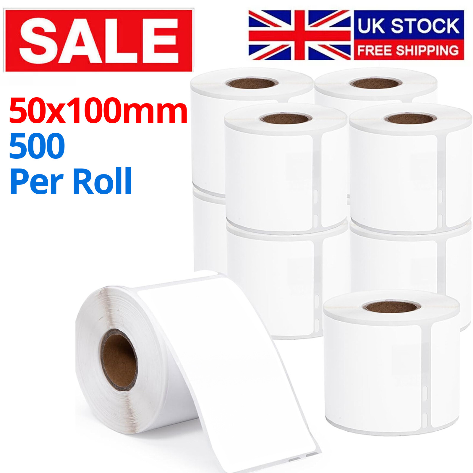 50 x 100mm Direct Thermal Labels for Zebra SATO Citizen Eltron Toshiba Printers