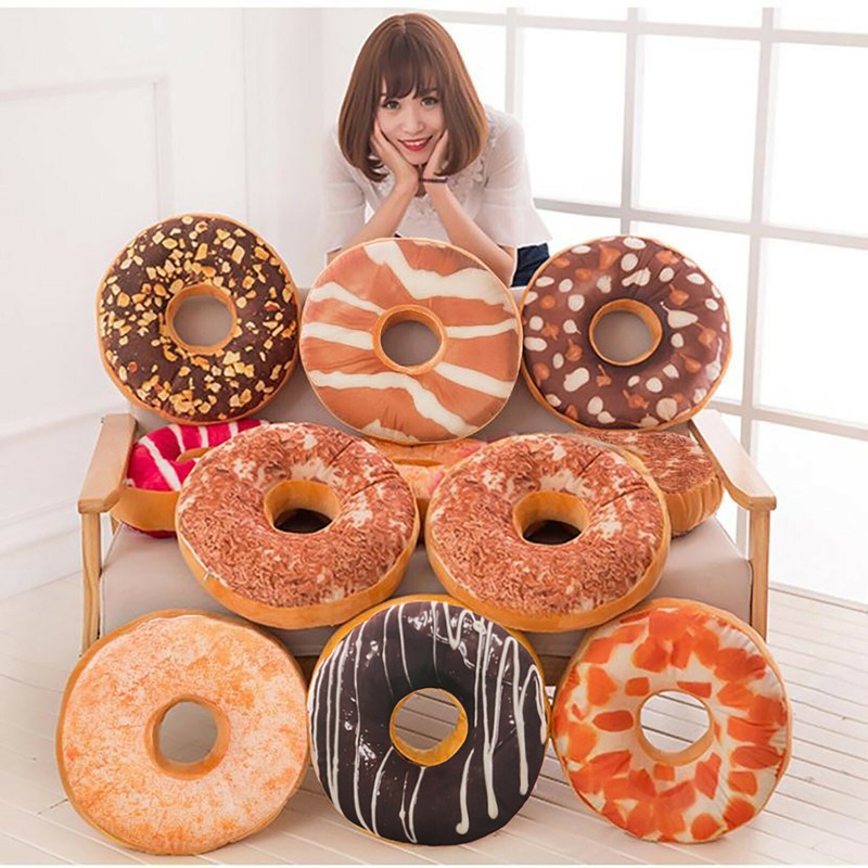 Donut Kissen Doughnut Dekokissen Sofa Sitzkissen Kuschel-Kissen 40 cm Cartoon