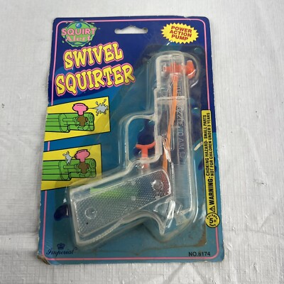 NOS Water Squirt Gun 1996 Vintage Imperial Squirt Alert Swivel Squiter Clear
