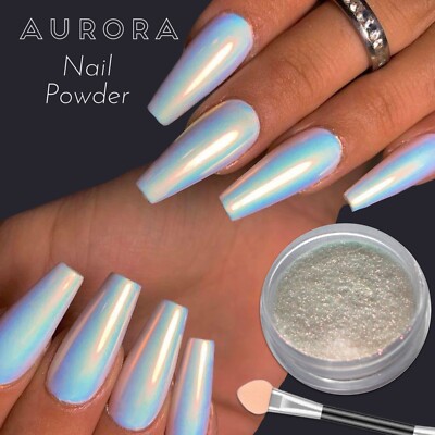 Aurora Nail Chrome Volcano Mermaid AB MIRROR Glass Red Effect RAINBOW Shimmer