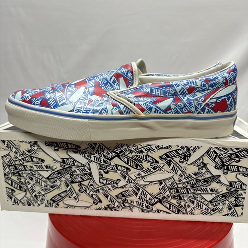 Pre-owned Vans Marc By Marc Jacobs X  Slip On Logo Skate Shoe Sneakers Sz 12 Us Blue Red