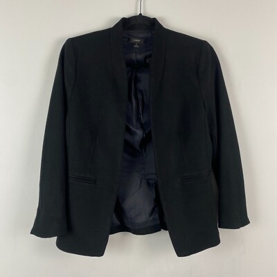 J.Crew Going-Out Blazer in Stretch Twill Size 4 Black Open Front H2743