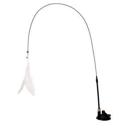 Interactive Cat Toy Funny Simulation Feather Bird Cat Stick Toy With Suction Cup