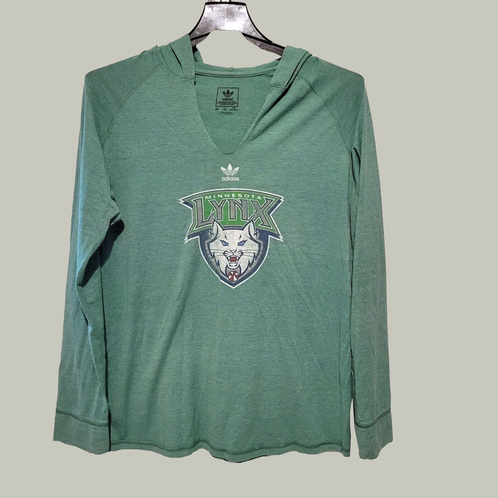 Minnesota Lynx Adidas Shirt Long Sleeve Green Hooded Size 2XL