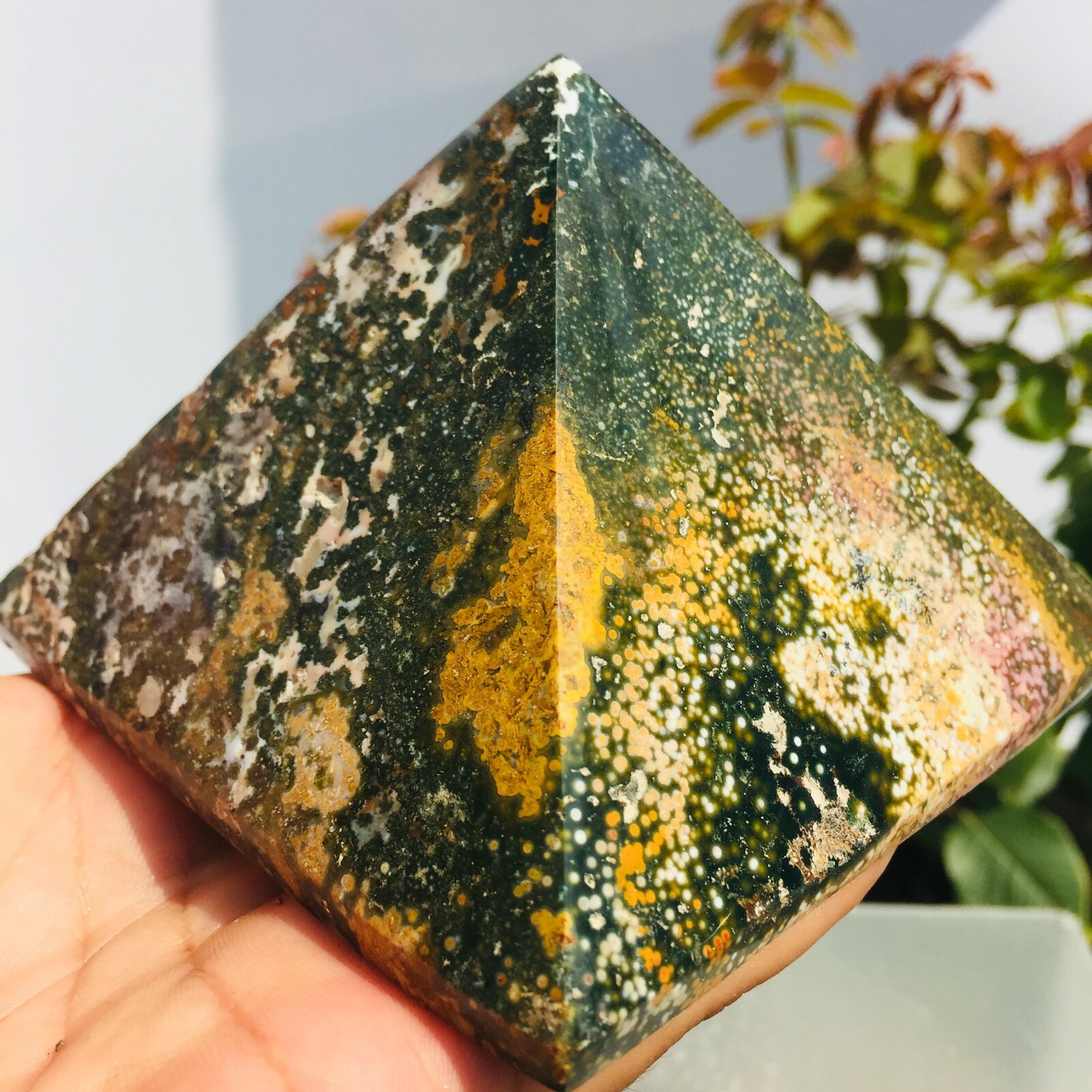 オーシャンジャスパーピラミッド　497g 603g Natural Ocean Jasper Pyramid Quartz Crystal Mineral