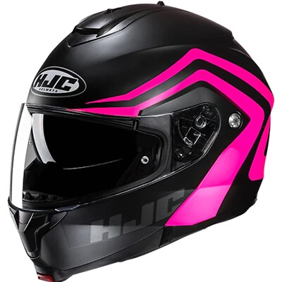 HJC C91N Nepos Flip-Up Helmet S - Motorcycle Helmet Black-Pink Matte