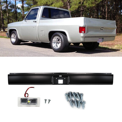 Rear Bumper Roll Pan w/LED Light & Screws For 1973-1987 Chevy C10 C20 Fleetside