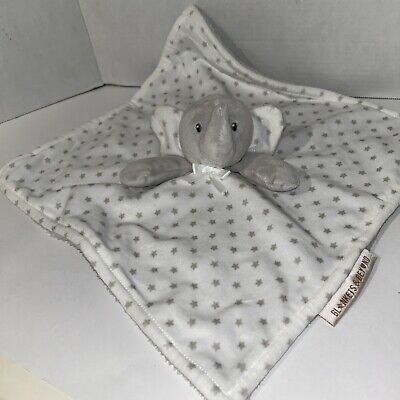 Blankets and Beyond White Gray Stars Elephant Lovey Security Blanket Plush