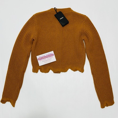 Pre-owned Versace Brown Wool Knit Cardigan Sweater Distressed Hem It 38/ Us 2 $1,450