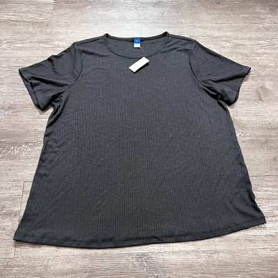 Old Navy Top Women's Large Shirt Luxe Short Sleeve Polyester Blend Gray