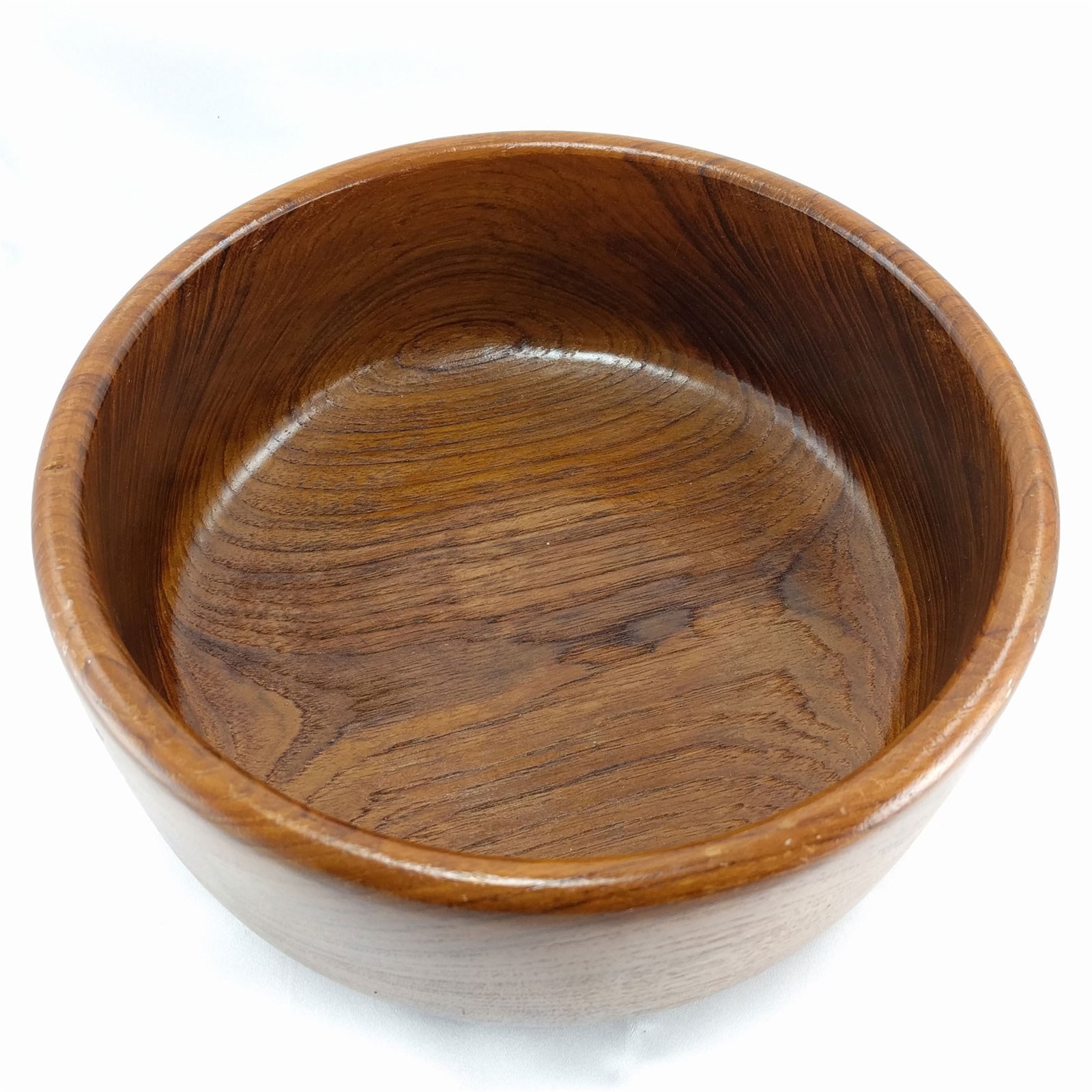 Vintage Carved Thick Wooden Serving Bowl for Salad Nuts Candy Walnut Color