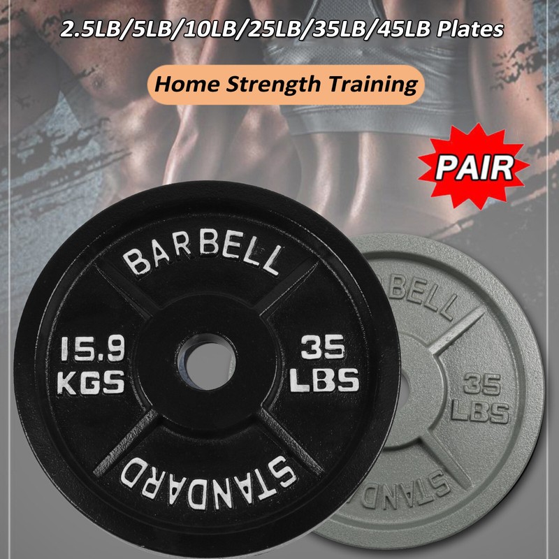 Olympic 2-inch Weight Plates,  2.5 - 35lb, Pair （black/gray）
