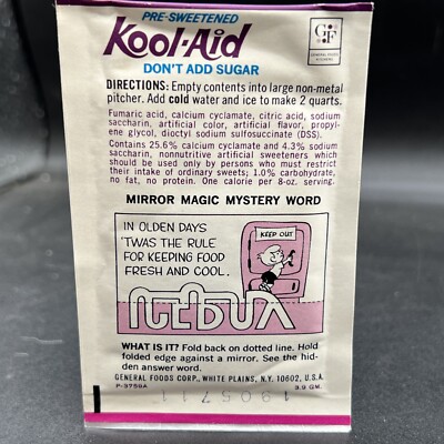 Vintage Packet Kool-Aid RASPBERRY IMITAT FLAVOR BUGS BUNNY mystery word ICE BOX