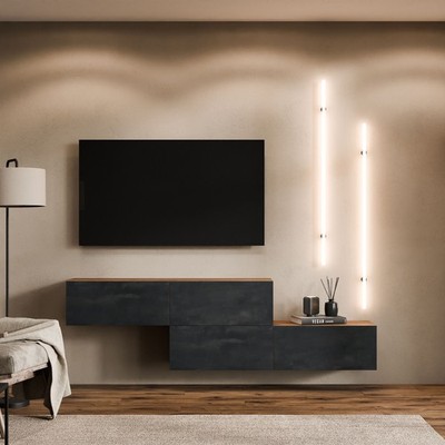 Planetmöbel TV-Board WEST – Zweiteiliges TV-Board 2x 140 cm, versetzt montierbar