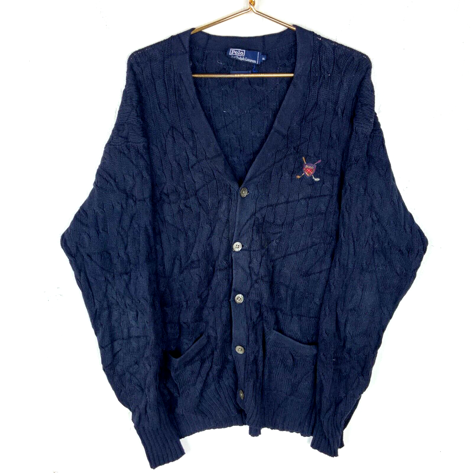 Vintage Polo Ralph Lauren Golf Cable Knit Cardigan Sweater