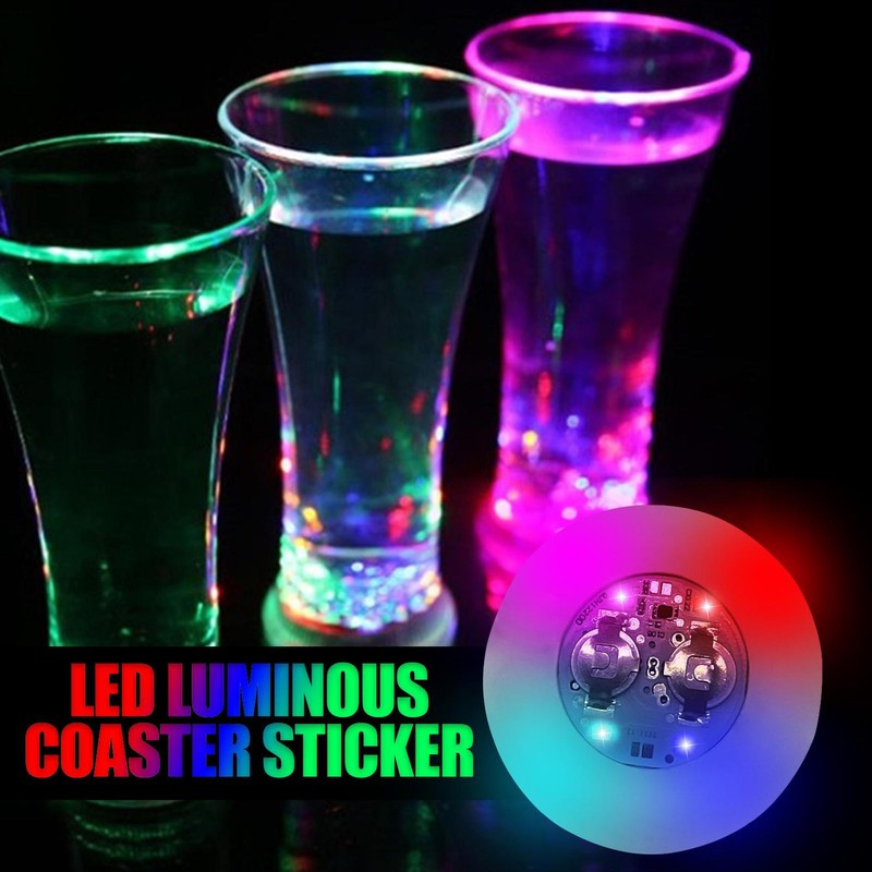 7 Color LED Coaster Light Up Drink Bottle Cup Mat Glow Club 