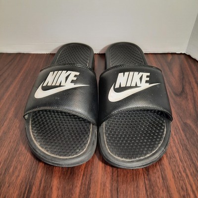 Nike Mens Size 13 Slides Black White 