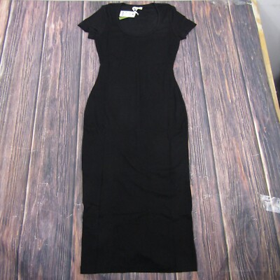 Marine Layer NEW NWT Womens Small Black Lexi Ribbed Short Sleeve Midi Dress