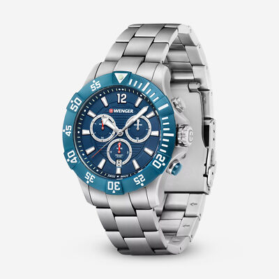 Pre-owned Wenger Swiss Army Men's 01.0643.119 Seaforce Blue Dial Chronograph Watch 43mm