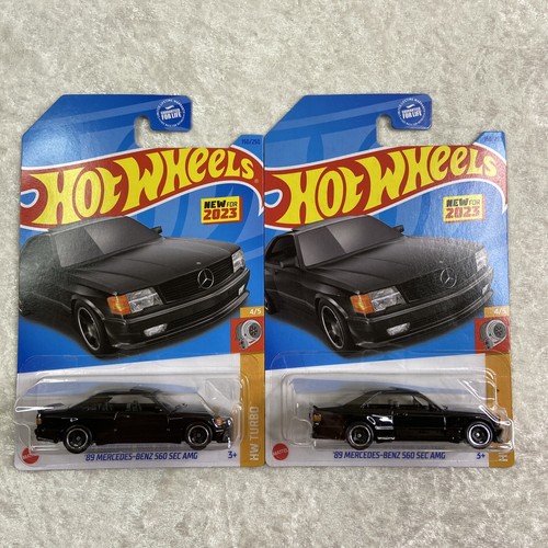 2) New for 2023 Hot Wheels Black '89 Mercedes-Benz 560 SEC