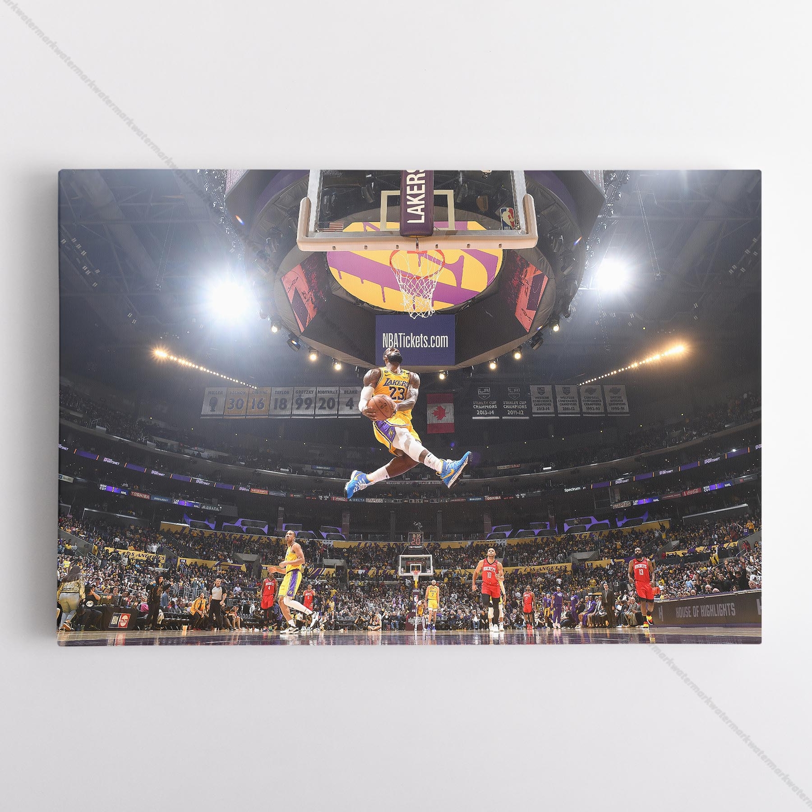 Lebron James Dunk Poster Canvas NBA Basketball LA Lakers King Wall Art Print #9