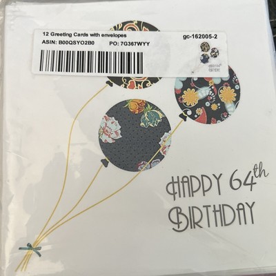 3D Rose Happy 64th Greeting Cards Set Of 12