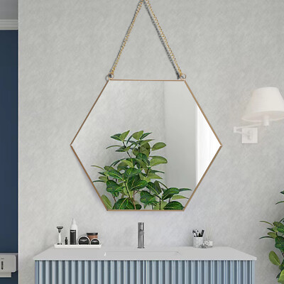 Wall Mount Mirror Hanging Mirror Bathroom Bedroom Hexagonal Makeup Mirror New