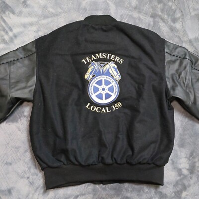 Vintage Excelled TEAMSTERS Wool Leather Jacket XL Varsity Bomber Made In USA