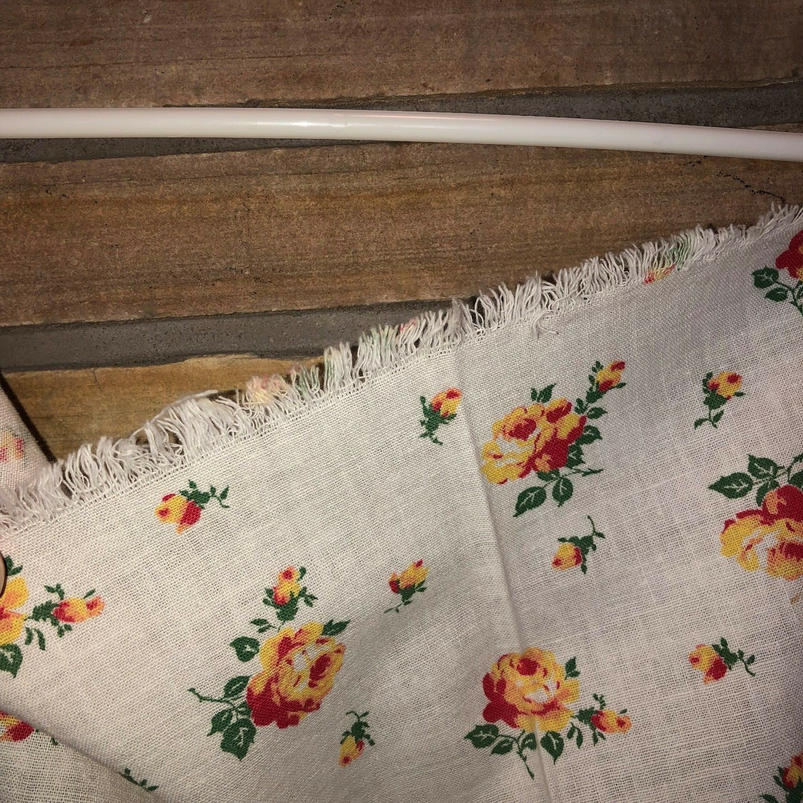 Vintage Flour Feed Sack Fabric Yellow Red Roses Leaves Design 36