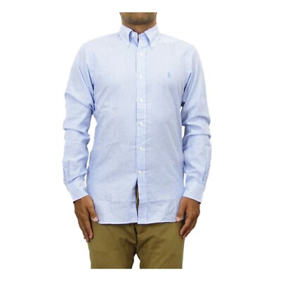 Polo Ralph Lauren Long Sleeve Slim Fit Sized Dress Shirt - Striped Blue, White