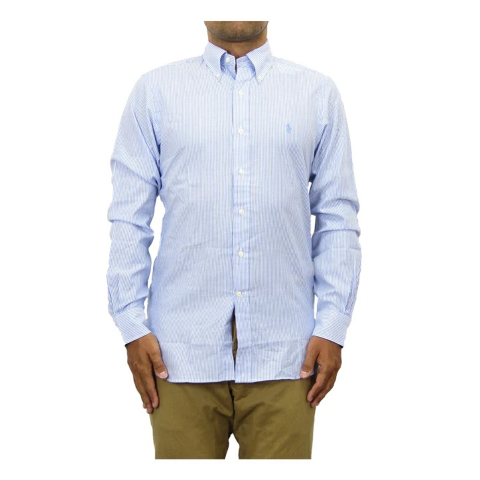 Приталенная рубашка Polo Ralph Lauren с длинным рукавом - в синюю и белую полоску