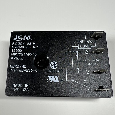 ICM Controls Nordyne 624636-C 1 Amp 24 VAC Relay Time Delay Timer NEW